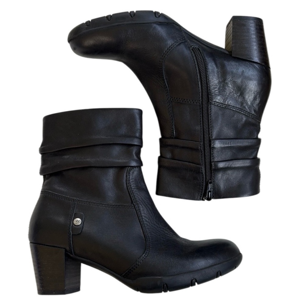 EUC Wolky Leather Heeled Boots Black Size 8
